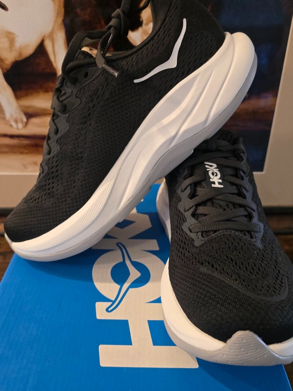 HOKA Rincon 4 Women's Running Shoes Black/White Size 7.5 D WIDE 1155133-BWHT NEW